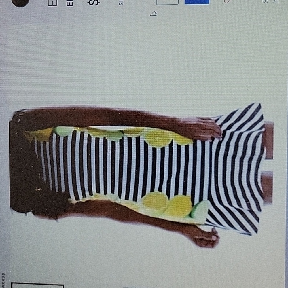 Elle black white stripe Lemon Lime sleeveless dress flounce hem stretch 12 EUC …